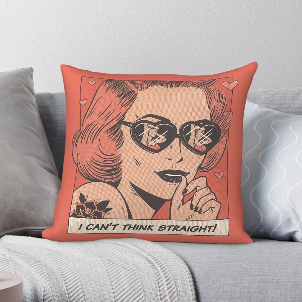 I Cant Think Straight LGBTQ Square Pillowcase Polyester Linen Velvet Printed Zip Decorative Throw Pillow Case Car Cushion Cover