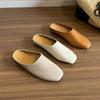 Genuine Leather Slippers Women's Summer Outer Wear Flat Bottomed Casual Muller Bag Head Half Slippers Mules Women's Flat Shoes