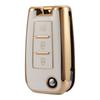 Gold-Edged TPU Key Case for Dongfeng Venucia D60/T70/M50V - Soft Rubber, 3-Button Protection for Men & Women