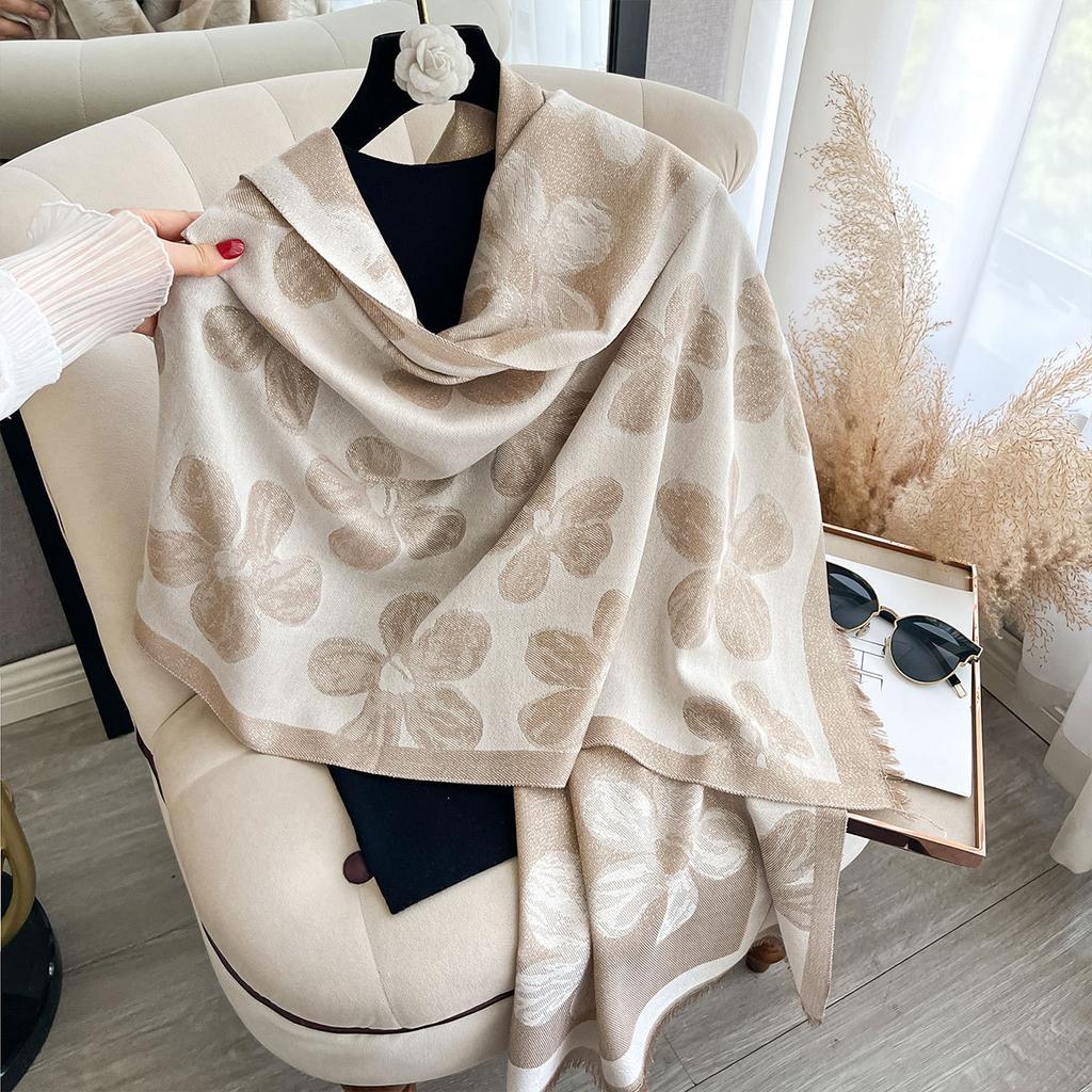Trend Gold Thread Imitation Cashmere Thin Double-Sided Shawl Fashion Internet Celebrity Big Brand Scarf Of The Same Style