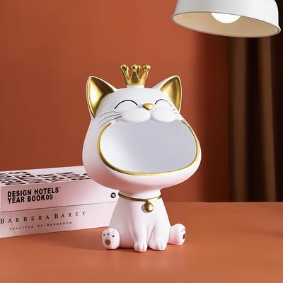 Glückskatzenstatue Skulptur Tischdekoration Miniaturfigur Krimskrams Aufbewahrungsbox Modernes Wohnzimmer Schreibtisch Heimdekor Ornamente
