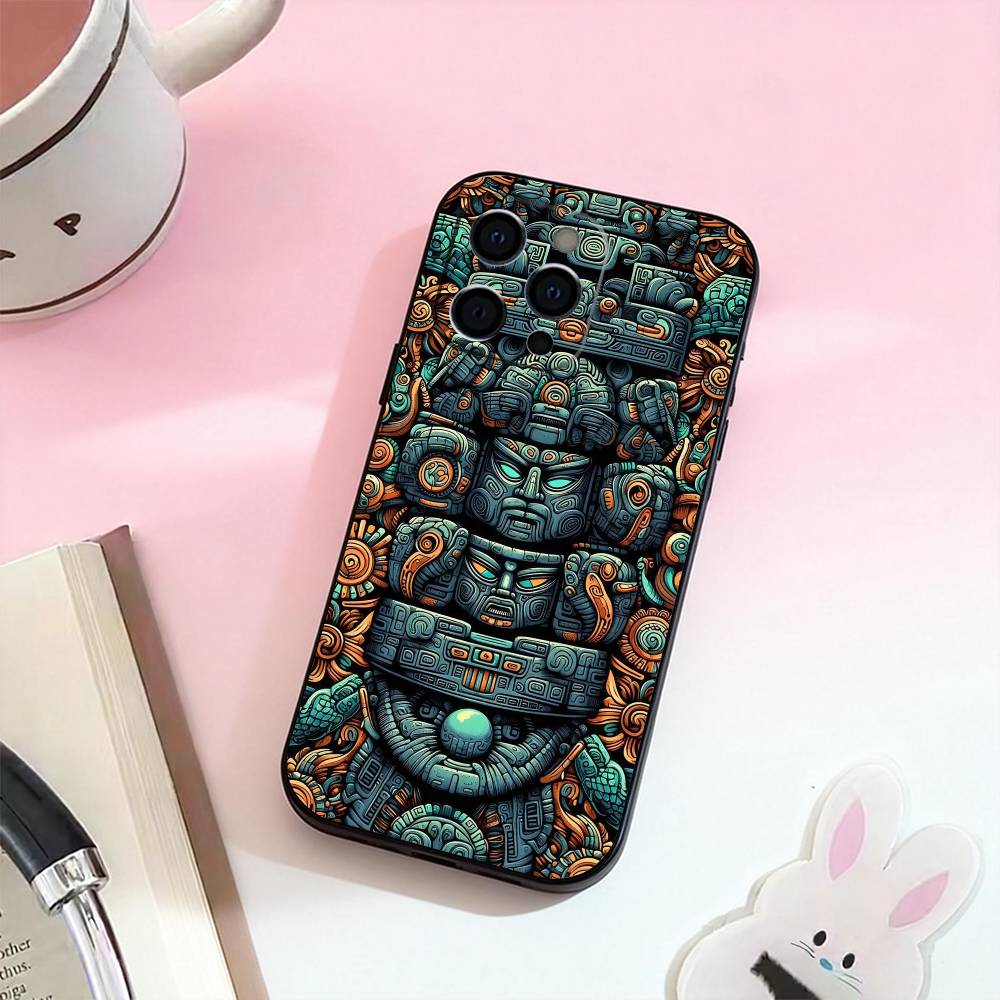 Mayan Aztec Calendar Statue  Phone Case Silicone Soft For IPhone 17,16,15,14,13,12,11,XS,Plus Pro Max