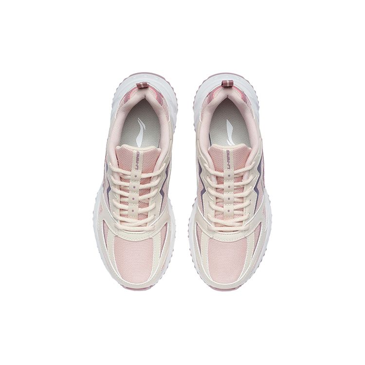 Li-Ning Warm And Non-Slip Low-Top Skate Shoes Women Sneakers Light-Gray Pink ARLQ004-6