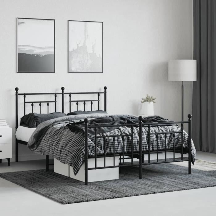 VidaXL Metal Bed Frame with Headboard-Footboard Black 150x200 Cm 353557