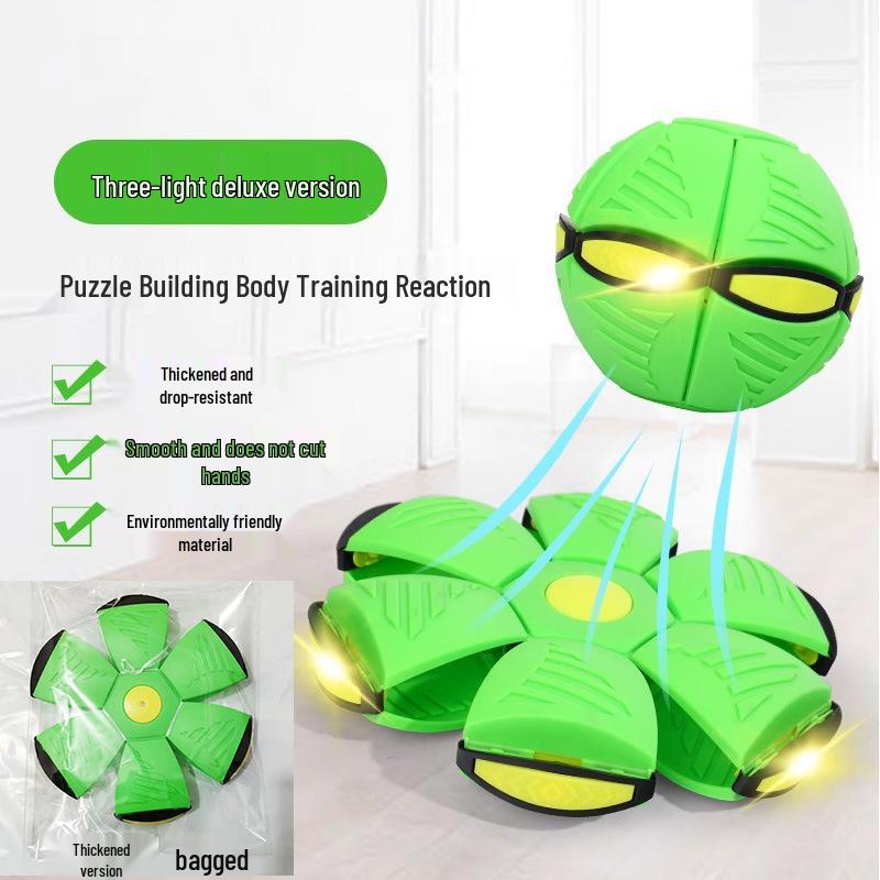 Magic Flying Saucer Ball: Deformable Outdoor Stomp Toy with Lights for Kids