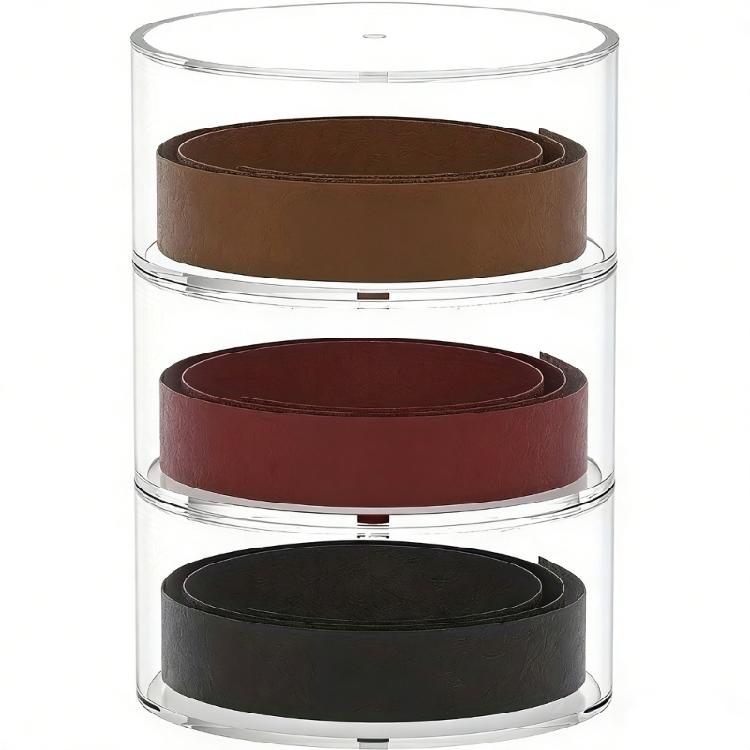 

Acrylic Belt Storage With 3 Detachable Layers For Convenient Access And Practical Closet Solution
