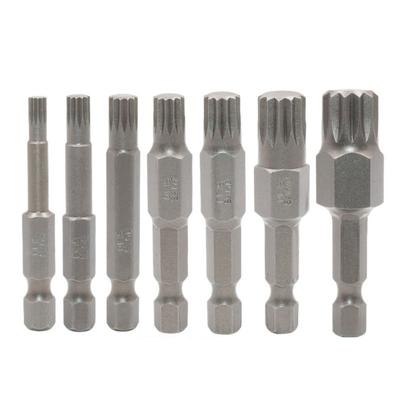 Bits de Chave de Fenda de Alta Dureza Prata Torx 12 Pontas 7 peças/conjunto