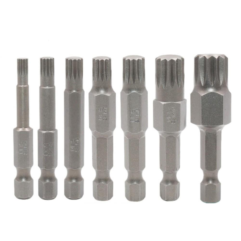 High Hardness Screwdriver Bits Silver Torx 12 Point 7pcs/set