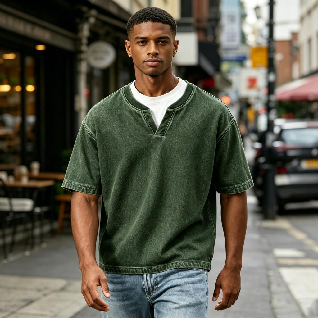 Men's Casual Short Sleeve Shirt Crew Neck Relaxed Fit Vintage Style Comfortable Cotton Blend Top