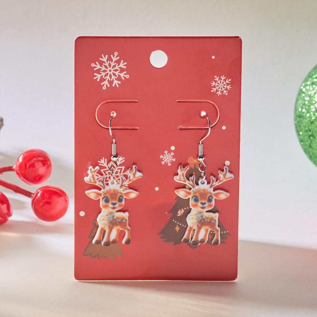 Festive Reindeer Acrylic Earrings For Women With Unique Geometric Style And Christmas Vibe