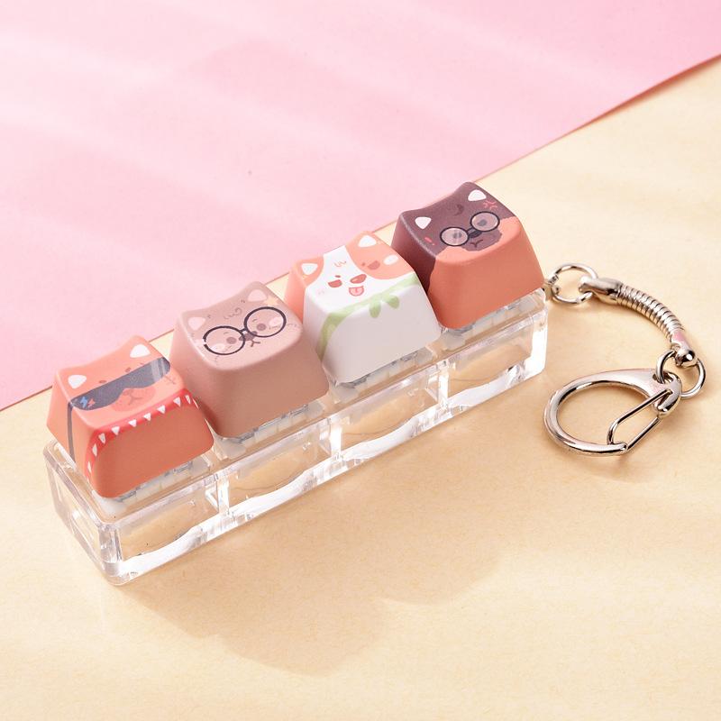 Cute Cat Dog Pendant Stress-Relief Fidget Keychain Mechanical Keyboard Keychain Dog-Themed Clicker Fidget For Backpack Study