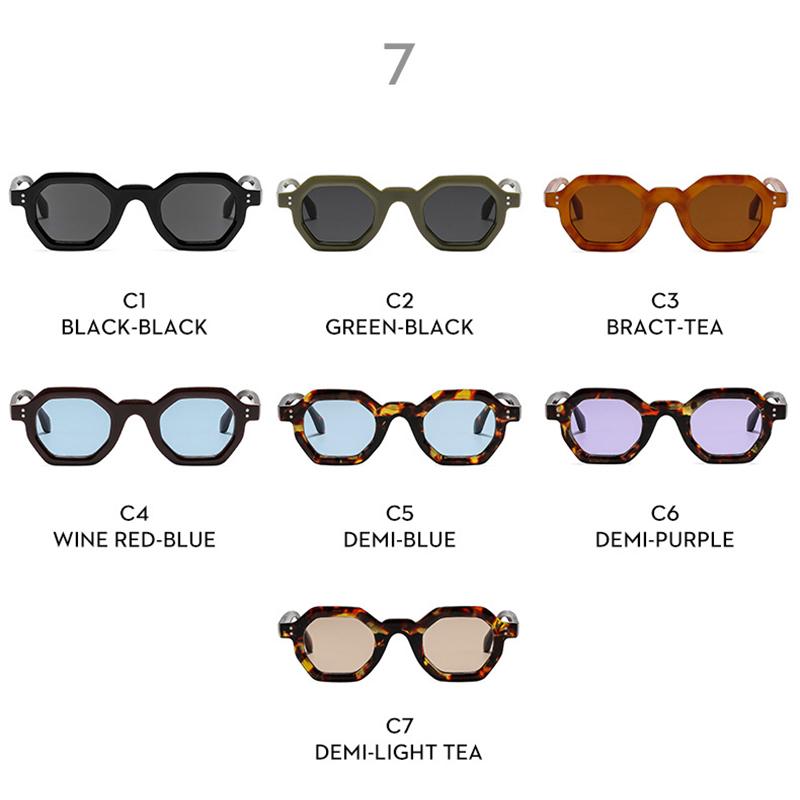  New Fashion Polygon Small Square Women Sunglasses Retro Rivets Men Leopard Blue Shades UV400 Trending Sun Glasses