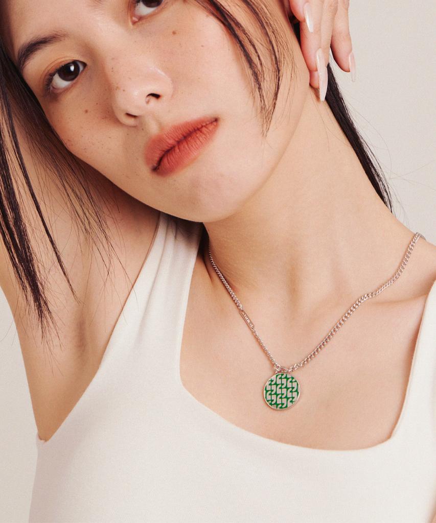 Valik [925 Silver] No.20 Signature Green Pattern Coin Necklace [L]