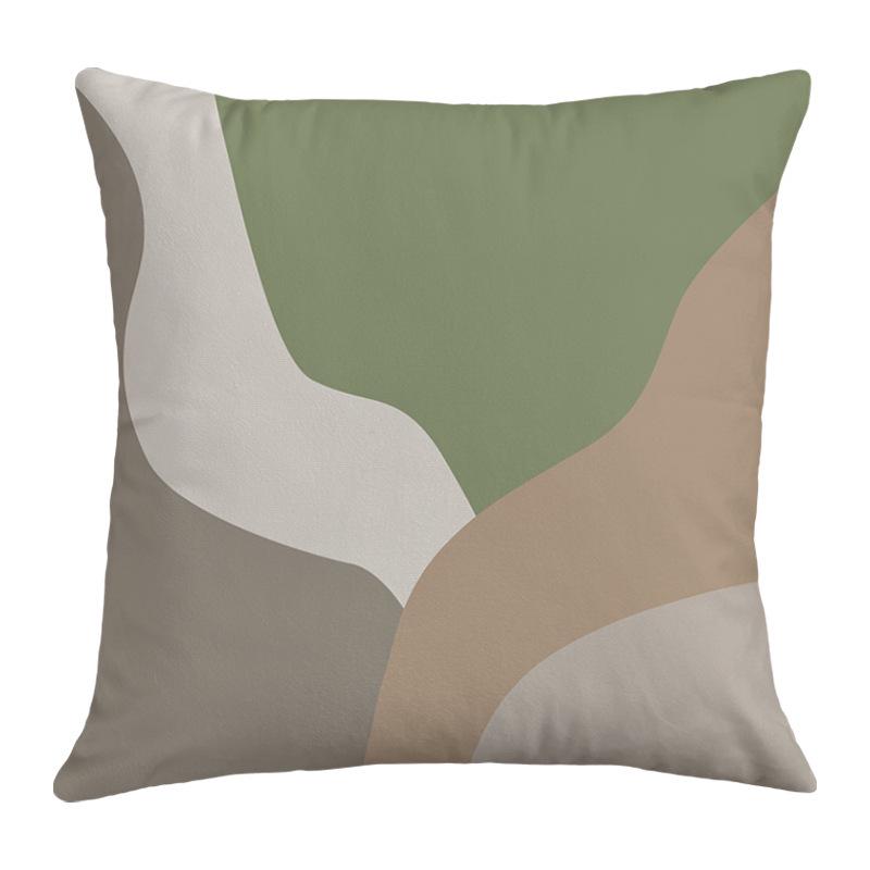 Geometric Nordic-Style Green Throw Pillow Cover for Artistic Living Room Decor