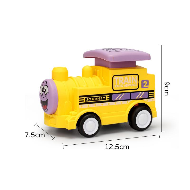 

Press Cartoon Wind Up Pull Back Car Inertia Small Train Toy Children Gift Boy жовтий