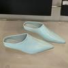 Fashion Female Low Heel Slippers Slides Shoes For Women Mules Spring Summer Fashion Pointed Toe Ladies Heeled Slippers Sandals Shoes