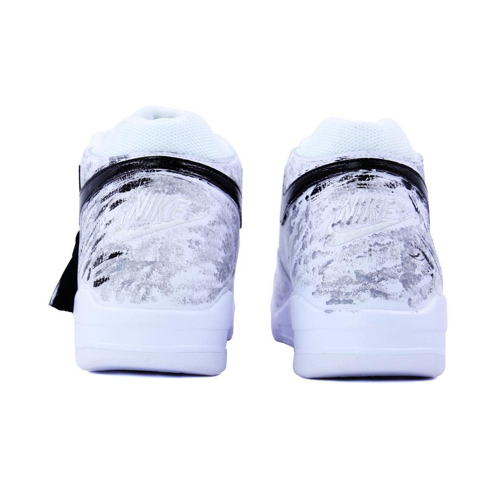 Nike Flight Legacy Shopping Bag, Ink Dyed Fringe Synthetic Leather Mid Top Vintage Basketball Shoes Unisex BQ4212-101(Team620-BOX)