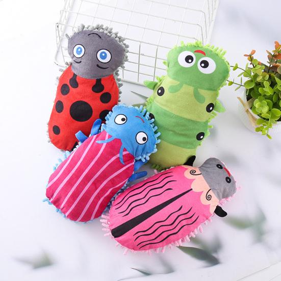 Mop Insect Squeaky Plush Dog Toy Ladybug Caterpillar Shape Stuffed Crinkle Puppy Chew Toy for Small Dogs