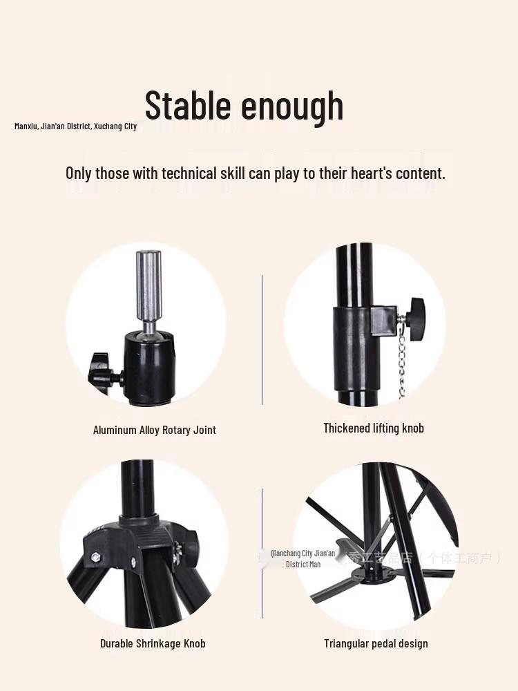 Large Tripod Mannequin Head Stand with Foot Pedal for Hair Styling