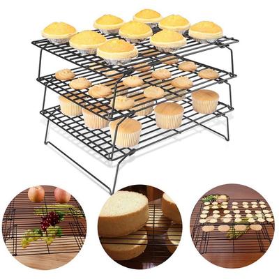3 Layers Stackable Cake Cooling Rack Baking Tools Tray Metal Biscuits Bread Cookie Cooling Rack Net Mat  Kitchen Accessories