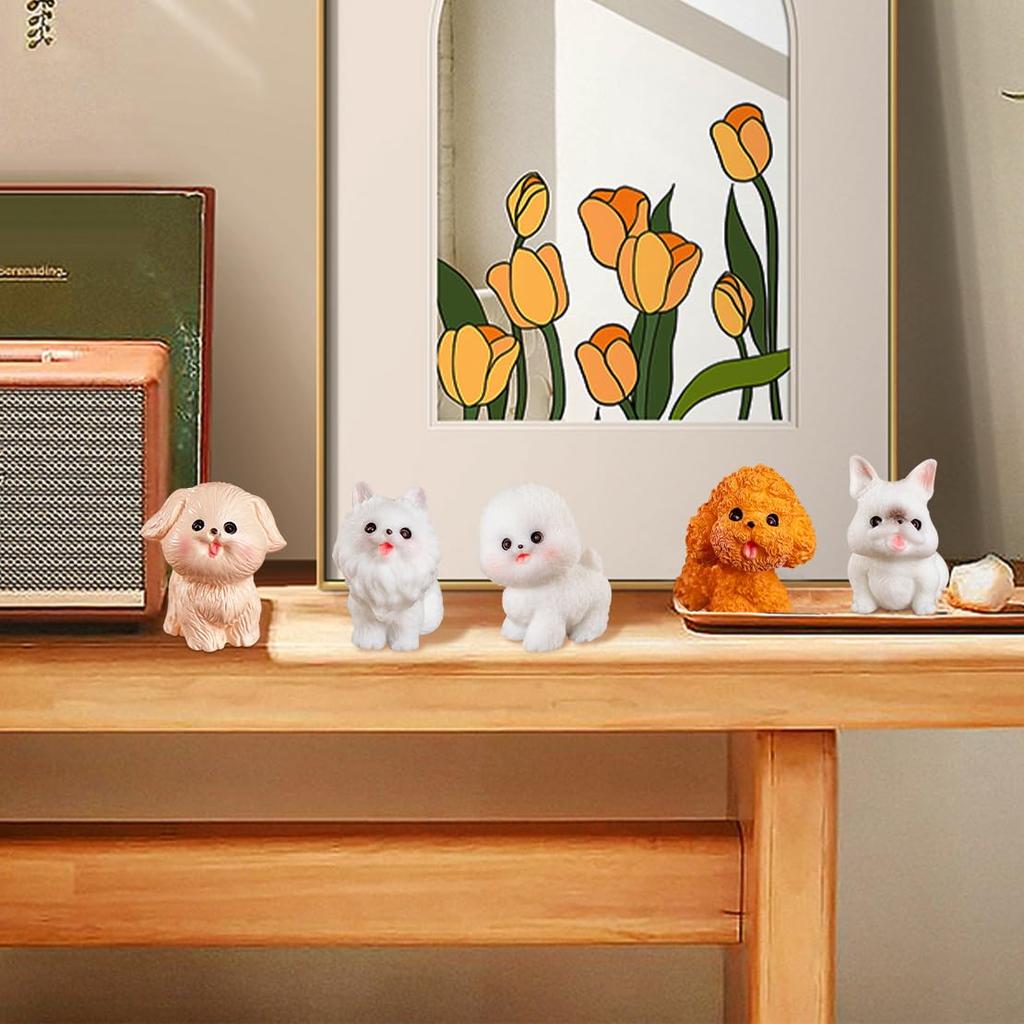 DeryArcle Miniature Dog 12 Small Garden Resin Dog Lucky Strong and Good Mini 3D Tabletop Potted Gardening Various Types Figurines, Dogs, Ornaments,