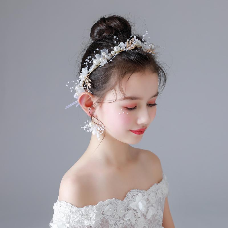 Girls' Fresh Floral Headband & Wrist Flower - Fairy Forest Style, Korean-Inspired Hair Accessories for Child's Performance or Vacation.