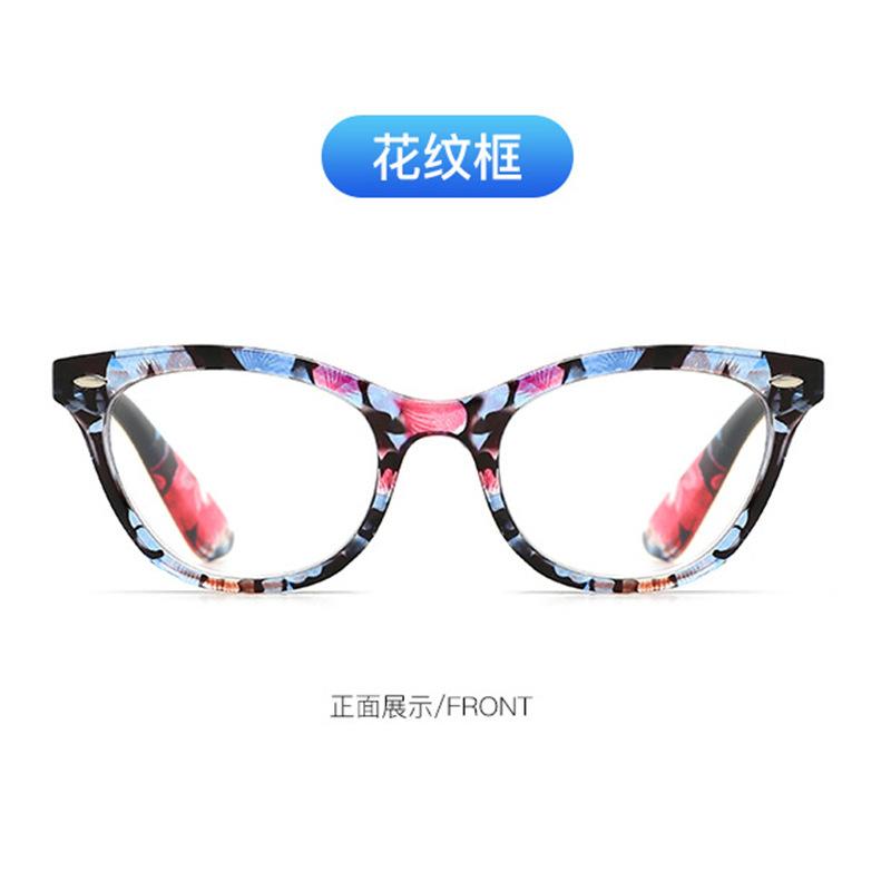 New Retro Cat Eye Reading Glasses Women Floral Anti Blue Light Computer Presbyopic Eyeglasses Clear HD Glasses Wth Degree