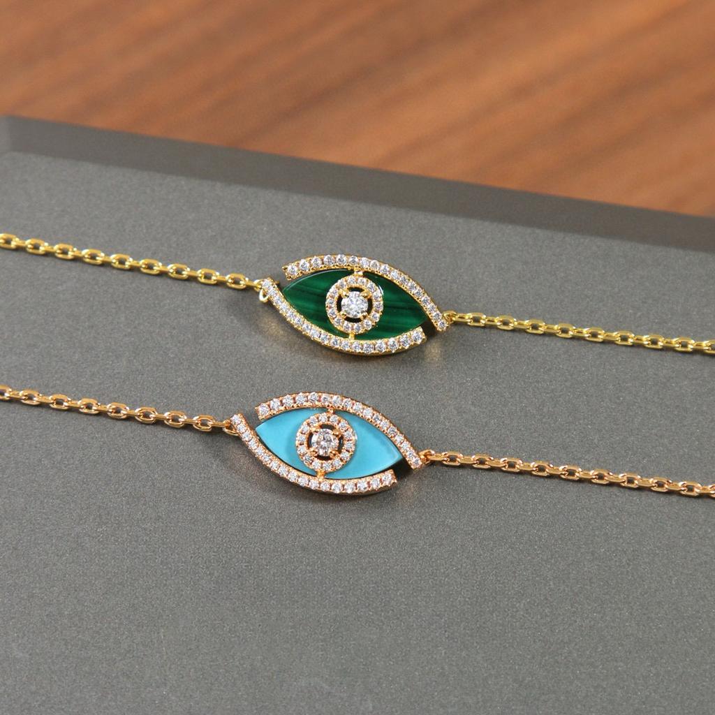 New Hot Brand Vintage Lucky Eye Women's Necklace Luxury Jewelry Set for Women Designer Pure 925 Silver Diamond Chain Bracelet