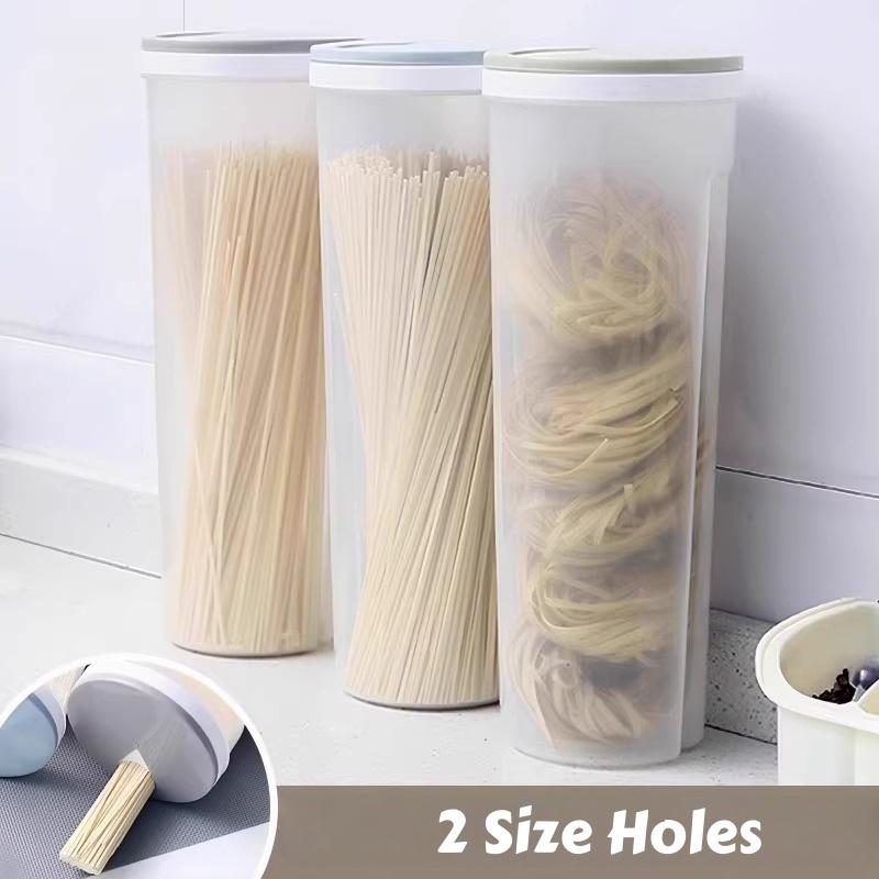 Modern Plastic Long-Noodle Storage Box with  Transparent Deep Food Container for Spaghetti Whole Grains Kitchen Canister