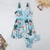 2024 Summer Beach Party New Swimsuit V-neck Printed Sexy Ladies Skirt Split Bikini Set