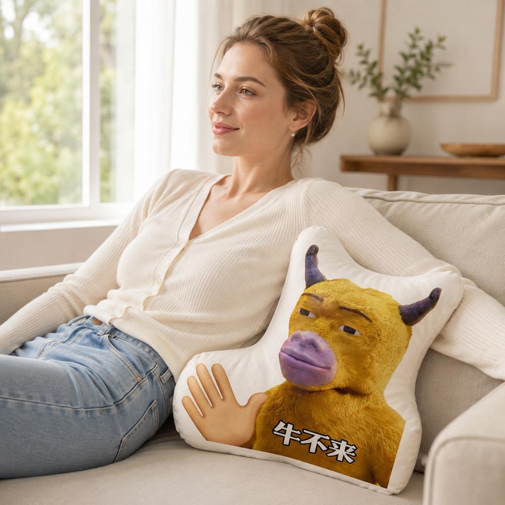 Cow-shaped abstract throw pillow 40cm