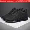 Men's 6-10CM Height Increasing Sneakers Black Knit Breathable Lightweight Comfortable Non-slip Daily Sports Shoes
