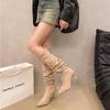 Fashion Fashionable Long Tube Boots Women's 2025 Autumn Winter New Pointed Toe High Heel Straight Thin Boot Thick Heel Versatile