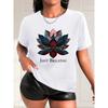 Europäische Größe Damen Blumen Kurzarm Farbe Lotusdruck Rundhals Lässiger Stil Sommer T-Shirt Mode Pendler Urlaub Täglich Alleskönner