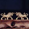 Brass Ox Figurine Set Pair Desktop Decor Handheld Ornament Chinese Zodiac Lucky Animal Home Office