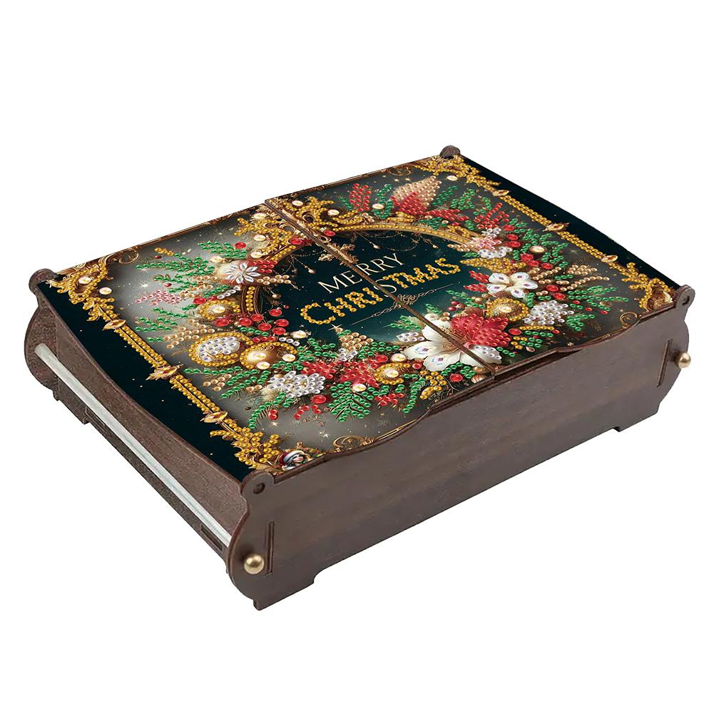 5D DIY Diamond Art Handmade Storage Box Partial Drill Colored Pattern Wood Case Crystal Mosaic Storage Container for Home Decor