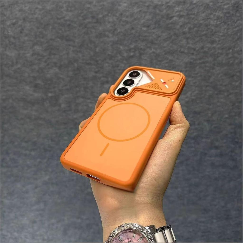 Applicable to Samsung S26Ultra mobile phone case, skin contrast color matte, magnetic suction S26 anti-drop mecha wind frame