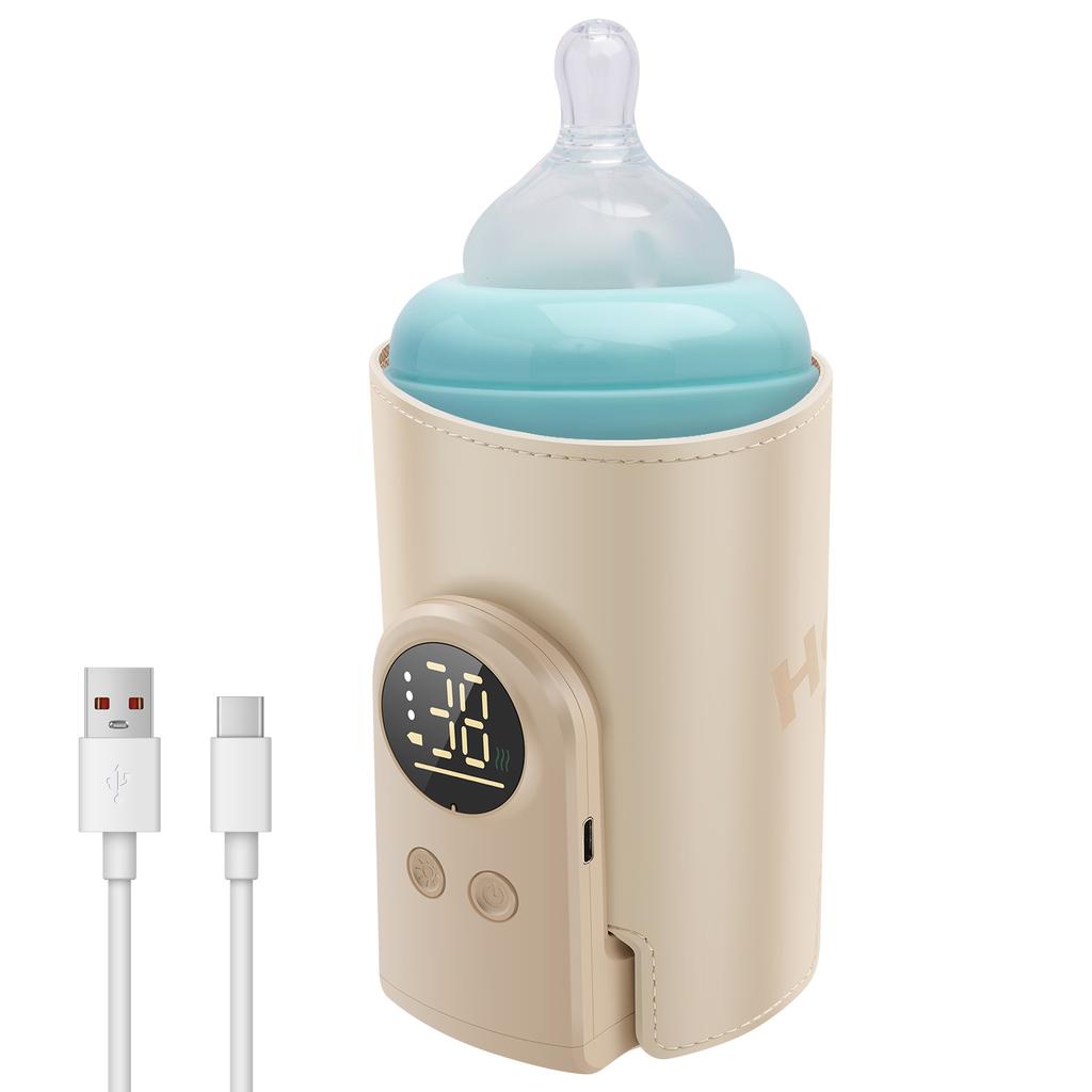 ABS Portable Bottle Warmer Bag 360° Heating Baby Bottle Warmer Bag 6 Temperature Setting Intelligent Milk Warming for Home