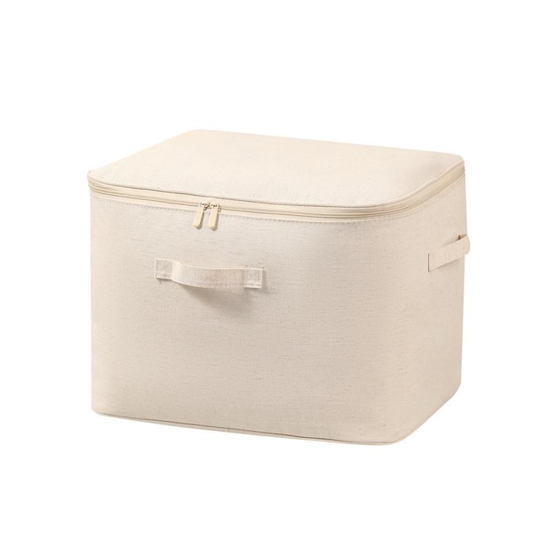 Cotton Linen Storage Bag With Zipper For Bedroom Closet Organization