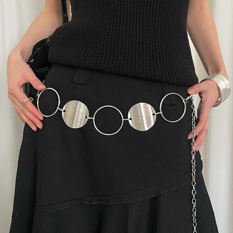 Fashionable Metal Round Disc Splicing Women'S Waist Chain Dress Decoration Body Chain Jewelry Accessories