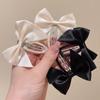 Y2K Cloth Hair Clip Satin Oval Hairpin Hair Accessories Bow BB Clip  School