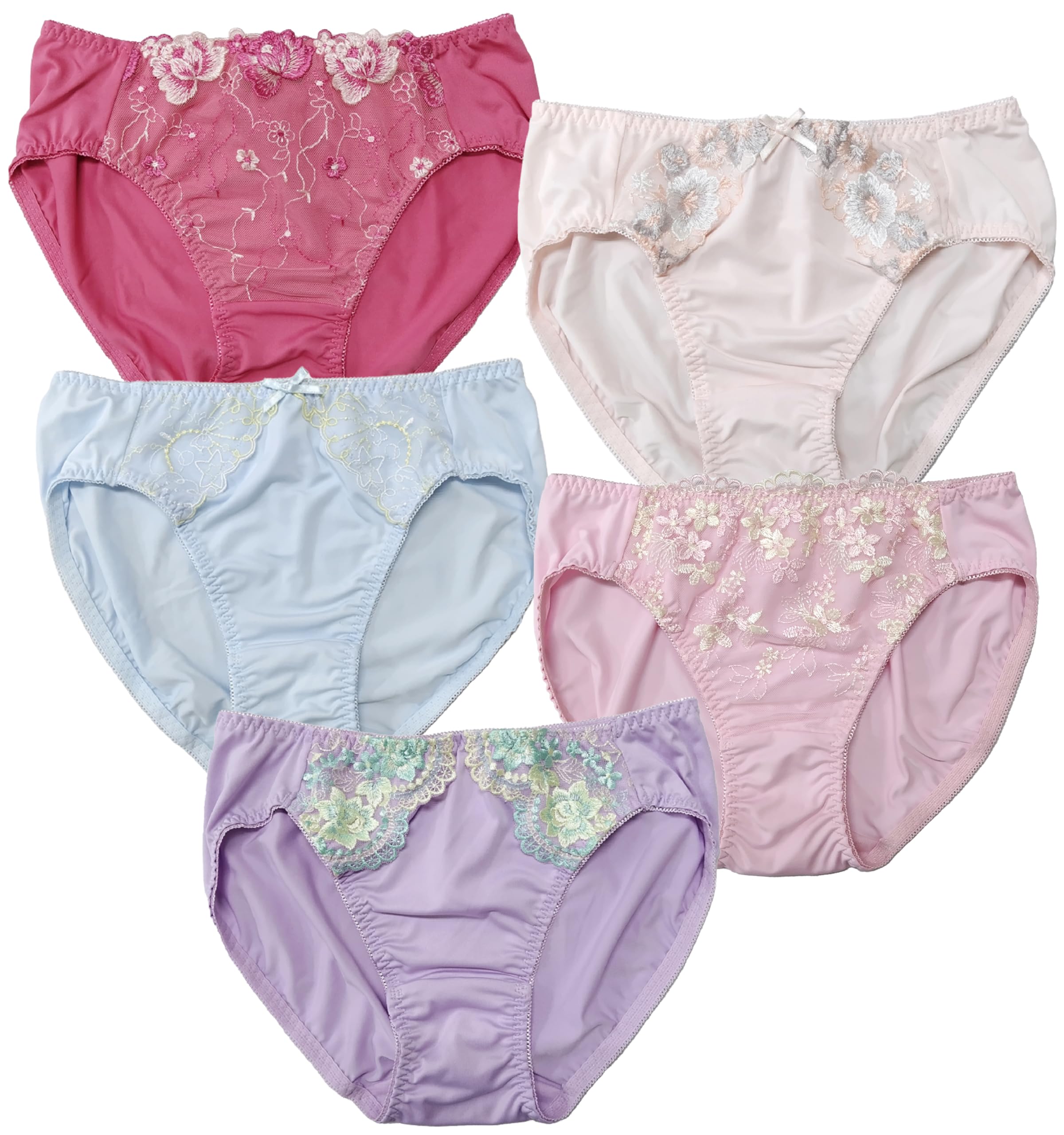 

Vise Stretch Shorts Set Underwear Set M Floral Embroidery Lace Women D Set of Women s 5-Piece (WS0012-M 5)