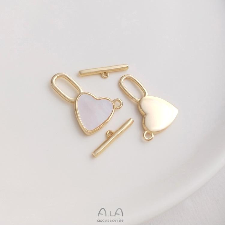 

Застежка-тогл в форме сердца-пентаграммы из золота 14 карат с перламутром для ожерелья/браслета из жемчуга своими руками