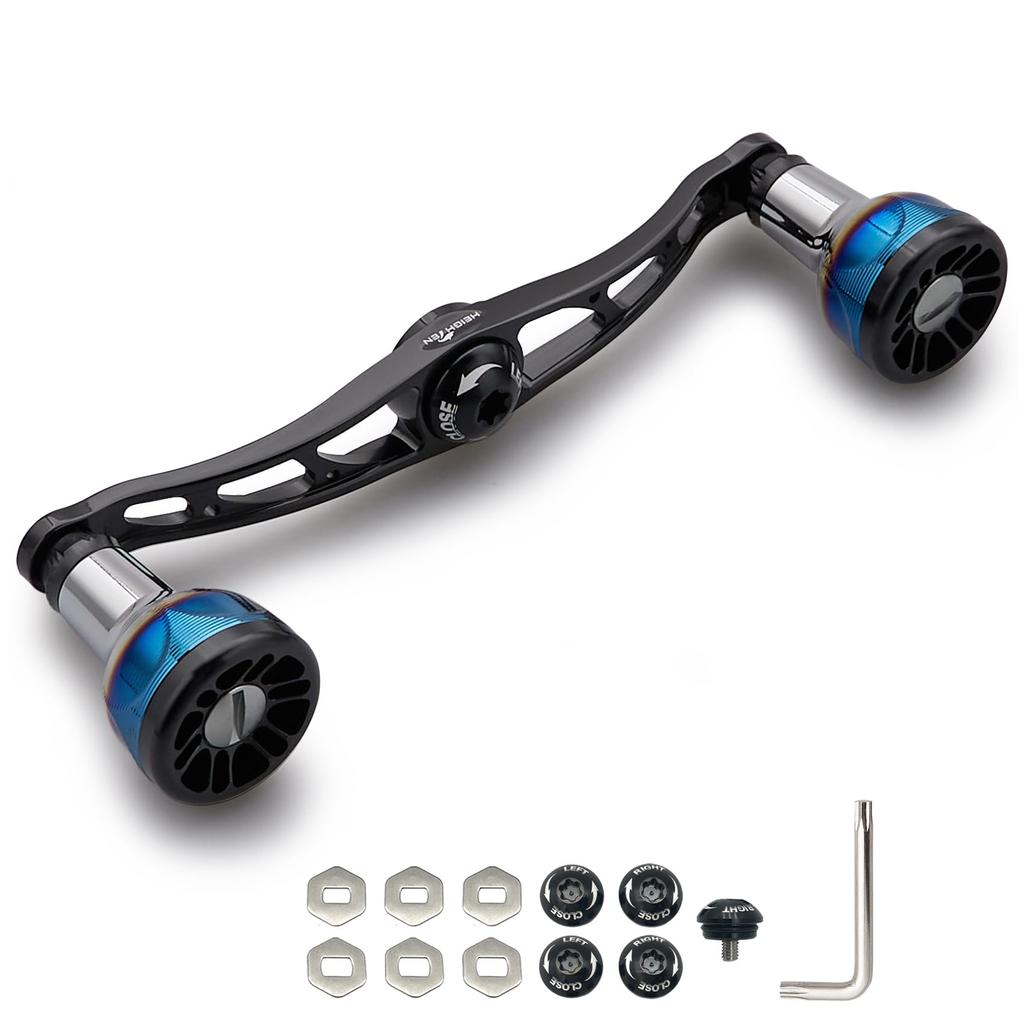 HEIGHTEN Snellehåndtak Luftfartsaluminium Shimano Daiwa Abu Garcia Universell Engn-serien V2.0 105/115mm (Svart, V2.0-115mm) (0153)