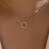New Full Diamond Peach Heart Collarbone Chain, Creative Retro Simple Full Diamond Ring Butterfly Pendant Necklace Female