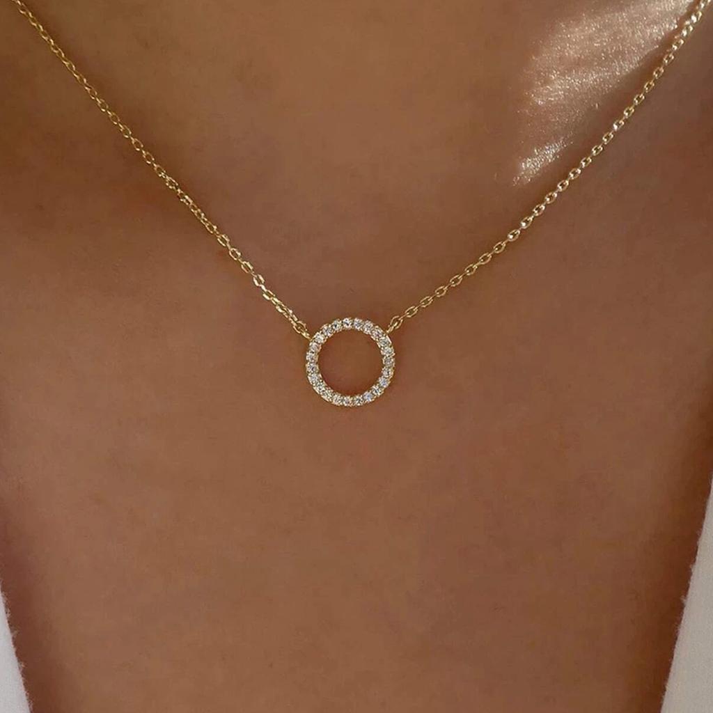 New Full Diamond Peach Heart Collarbone Chain, Creative Retro Simple Full Diamond Ring Butterfly Pendant Necklace Female