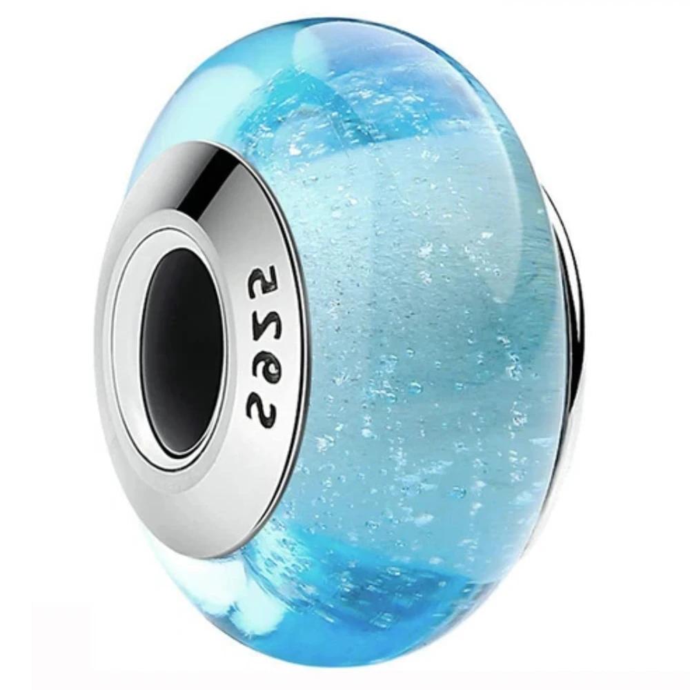 New Original Copper Murano Glass Flower And Leaf Cosmic Rainbow Charm Beads For Bracelet Diy Women Jewelry Gift