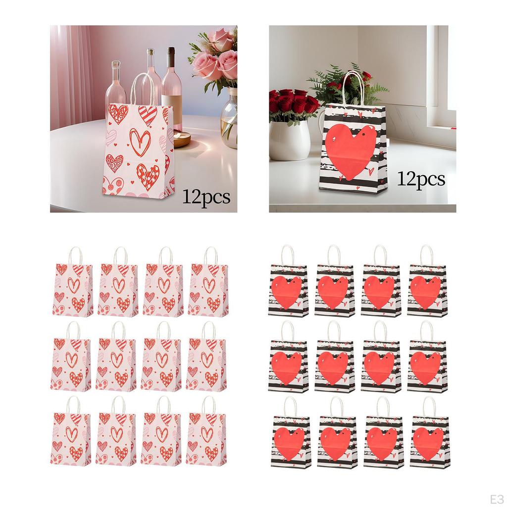 12 Pieces Party Favor Tote Valentine's Day Gift Bag Retail Goods Wrap Boys Girls