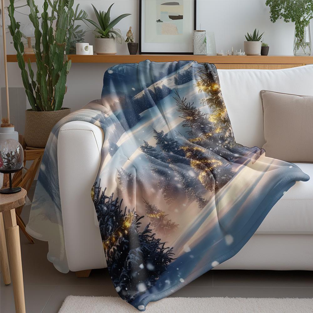 Tuniu Cozy Winter Forest Throw Blanket Soft Fleece Blanket for Sofa Bed Bedroom Living Room Decor