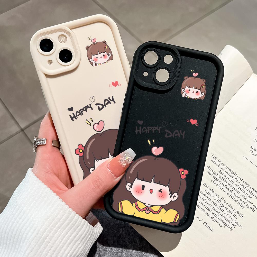 Для iPhone 16 15 Pro Max Redmi Note 13 12 11 Pro Samsung S23 FE S24 Plus S24 Ultra A52 A72 A54 Lovely Girl Full Lens Protective Soft Silicone Phone Case